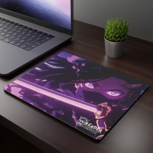 Akira Shadow Katana Mouse Pad featuring a Close-up view of a mouse pad with an intense anime character holding a sword.