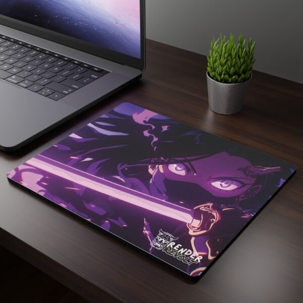 Akira Shadow Katana Mouse Pad featuring a Close-up view of a mouse pad with an intense anime character holding a sword.