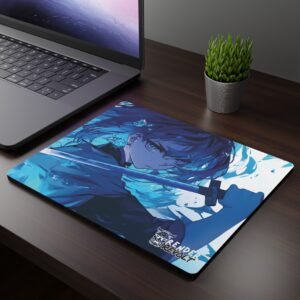 Emi Aqua Mouse Pad featuring a serene blue wave design, perfect for adding a calming touch to any desk setup.
