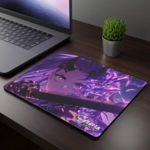 Hikari Enraged Mouse Pad - A mousepad showing the same character from the previous image but with a more action-packed view where the sword swing creates a crack.