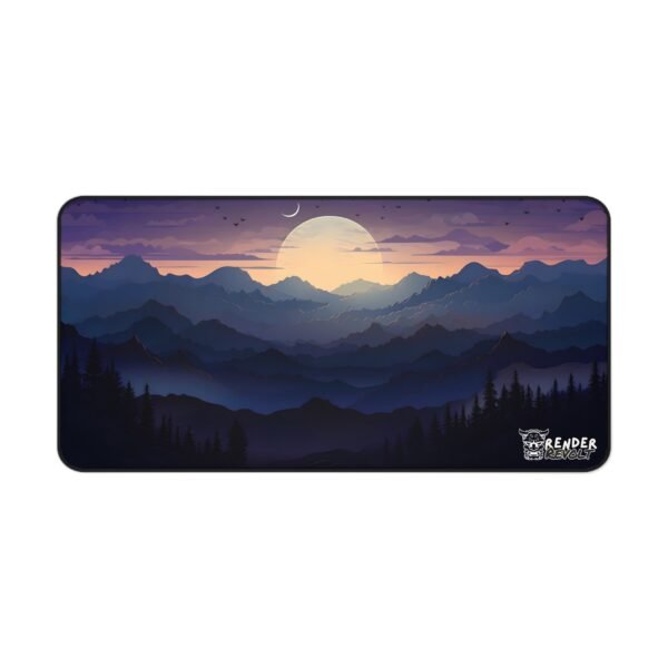Desk theme desk pad with sun setting with a gloomy look to it