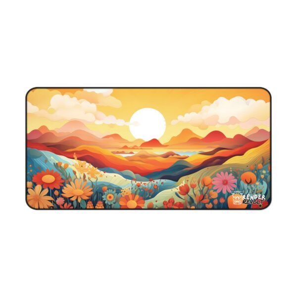 floral desk mat, featuring bold heart flowers and intricate botanical details.
